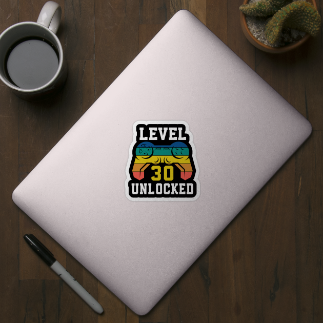 Level 30 Unlocked, Video Game 30th Gamer Birthday by Fabvity